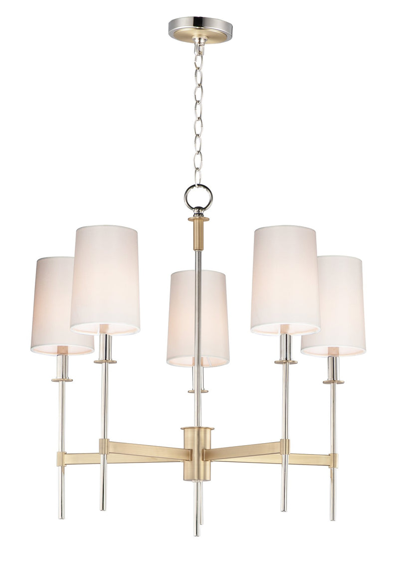 Uptown 5 Light Chandelier in Satin Brass / Polished Nickel