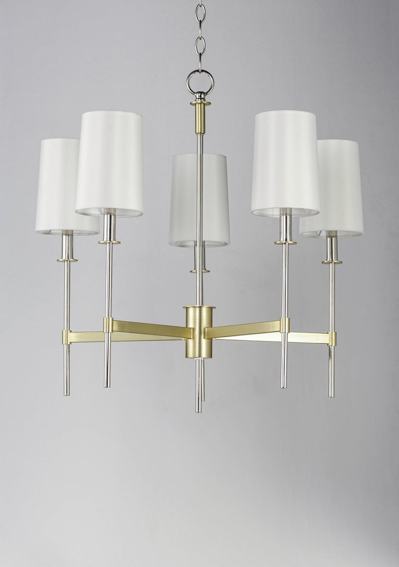 Uptown 5 Light Chandelier in Satin Brass / Polished Nickel
