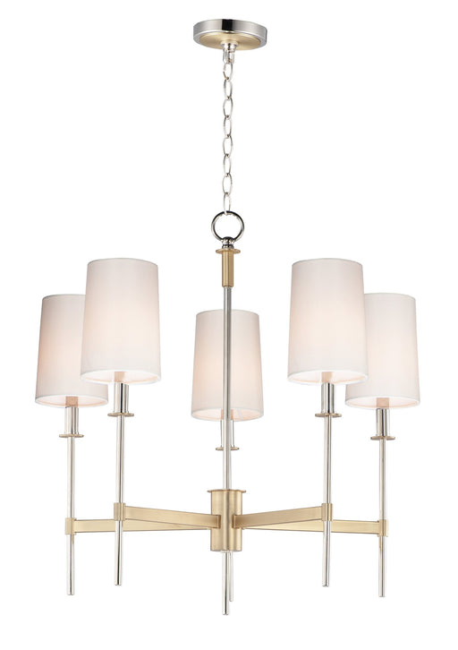 Uptown 5 Light Chandelier in Satin Brass / Polished Nickel