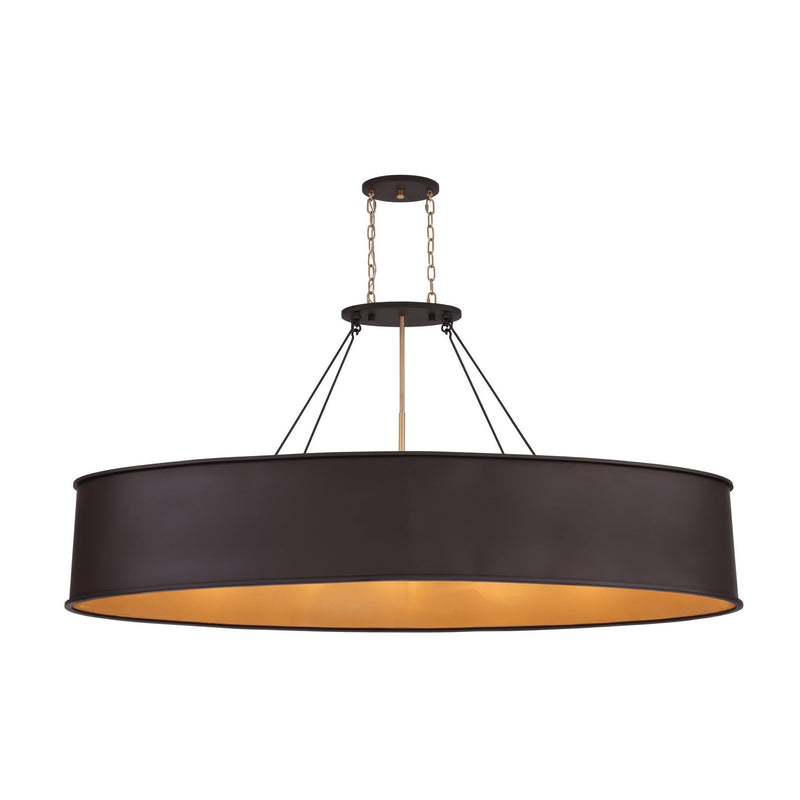Cannery 7-Light 62" Linear Pendant in Dark Bronze / French Gold