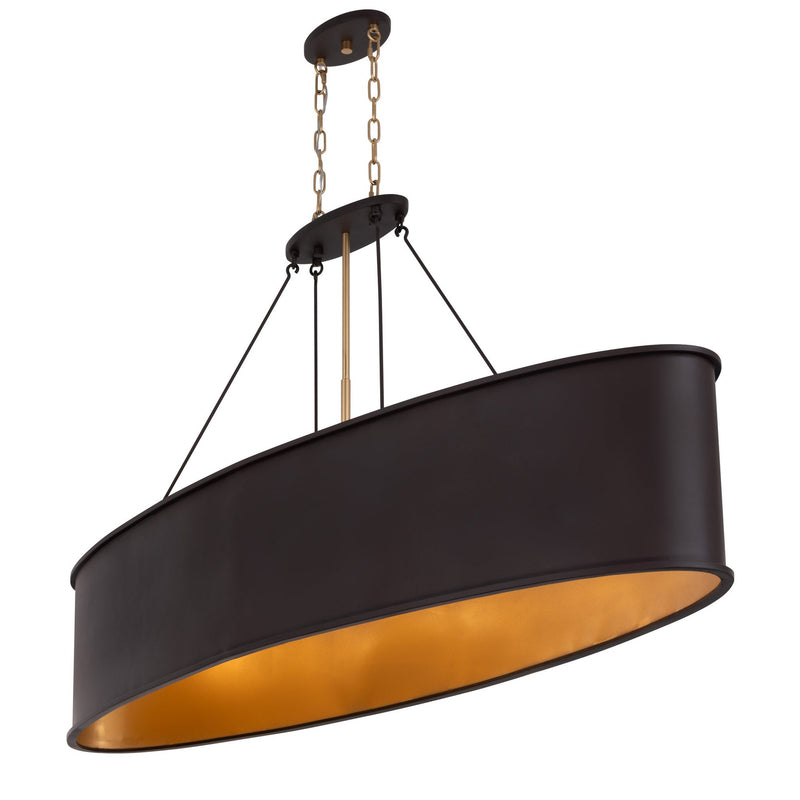 Cannery 7-Light 62" Linear Pendant in Dark Bronze / French Gold
