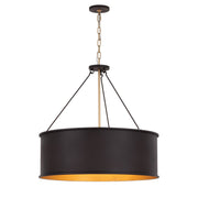 Cannery 5-Light 28" Pendant in Dark Bronze / French Gold