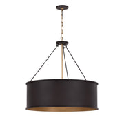 Cannery 5-Light 28" Pendant in Dark Bronze / French Gold