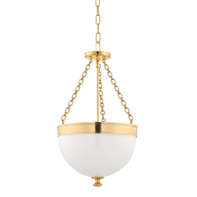 Barrington 3-Light 14" Pendant in Aged Brass