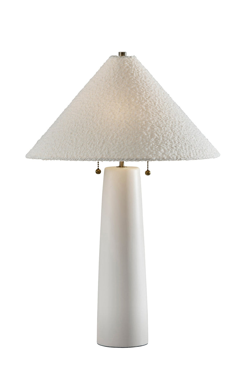 Waylon 2-Light Table Lamp in White & Antique Brass