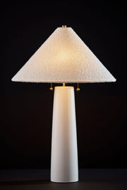 Waylon 2-Light Table Lamp in White & Antique Brass