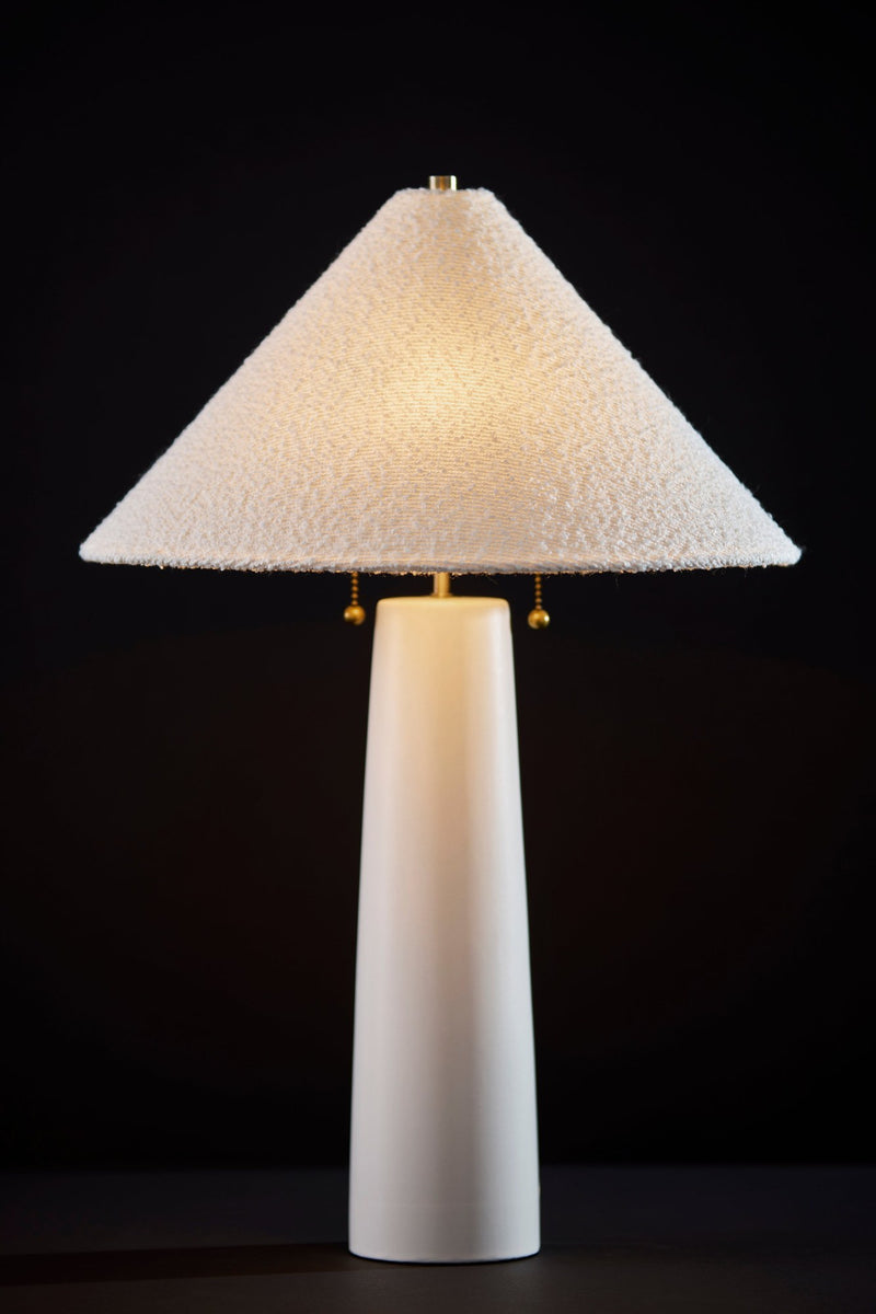 Waylon 2-Light Table Lamp in White & Antique Brass