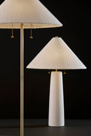 Waylon 2-Light Floor Lamp in White & Antique Brass