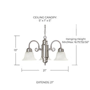 David 3-Light Chandelier in Matte Nickel