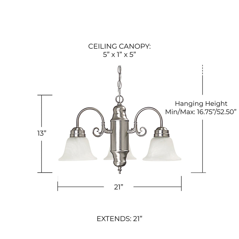 David 3-Light Chandelier in Matte Nickel