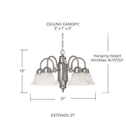 David 5-Light Chandelier in Burnished Bronze
