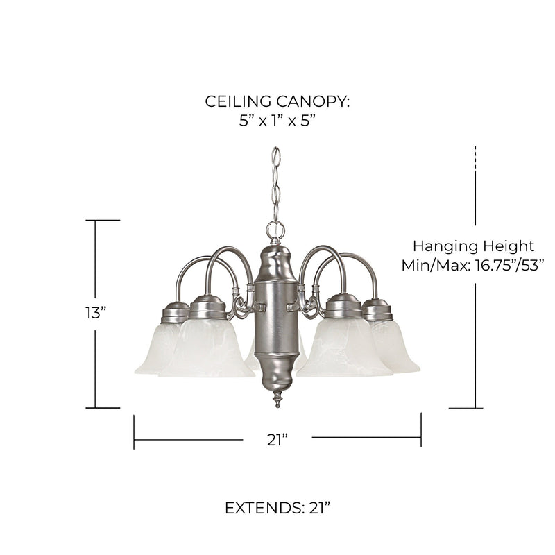 David 5-Light Chandelier in Matte Nickel