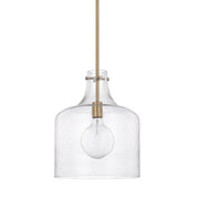 Crawford Seeded Glass Pendant in Aged Brass