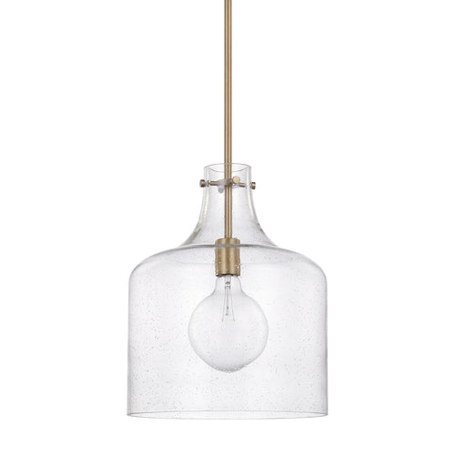 Crawford Seeded Glass Pendant in Aged Brass
