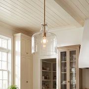 Crawford Seeded Glass Pendant in Aged Brass