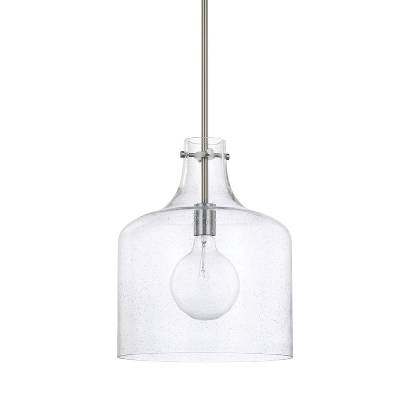 Crawford Seeded Glass Pendant in Brushed Nickel