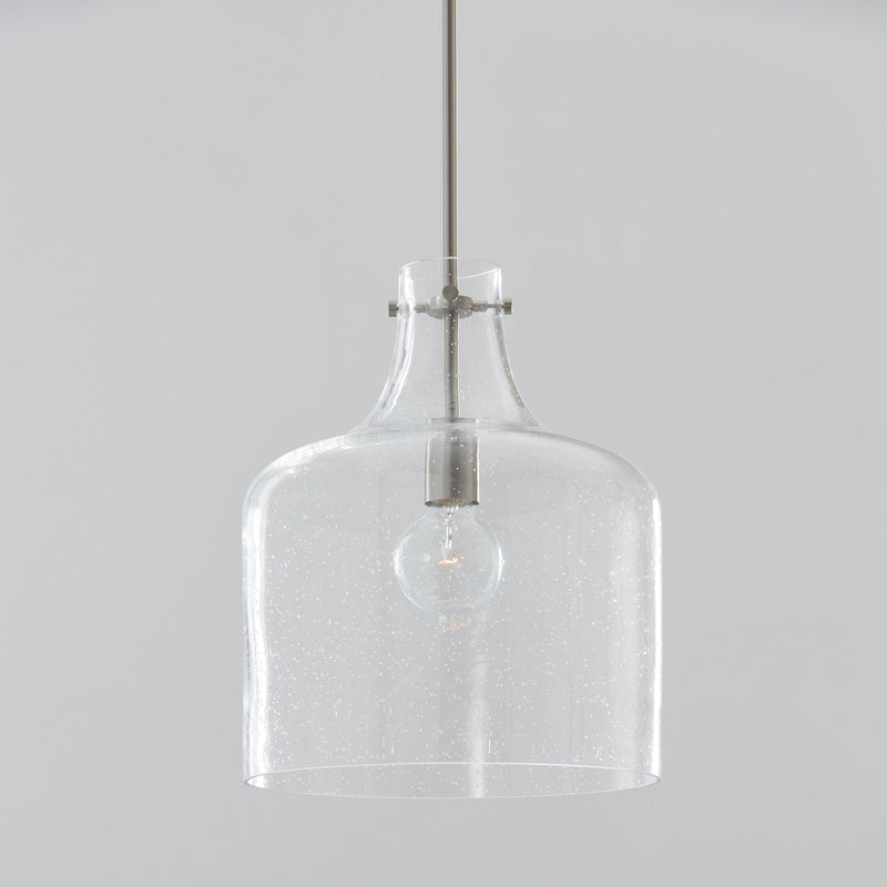 Crawford Seeded Glass Pendant in Brushed Nickel