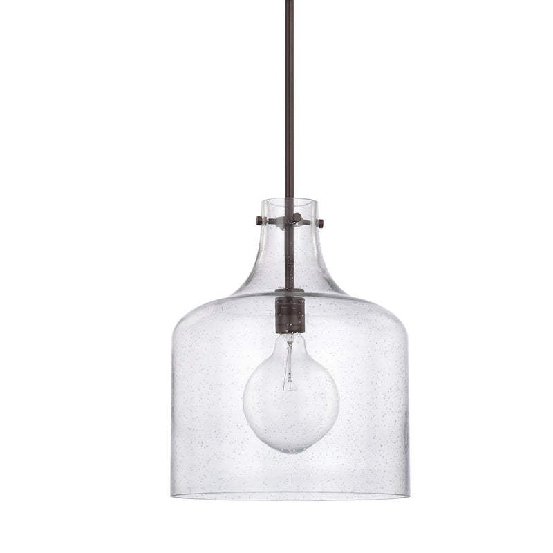 Crawford Seeded Glass Pendant in Bronze