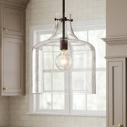 Crawford Seeded Glass Pendant in Bronze