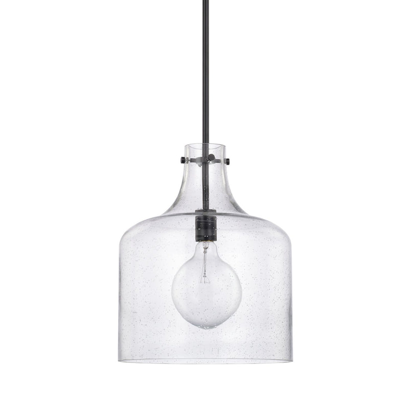 Crawford Seeded Glass Pendant in Matte Black