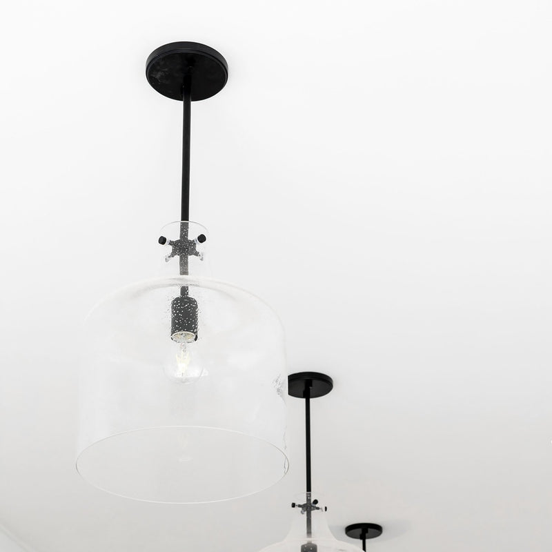 Crawford Seeded Glass Pendant in Matte Black