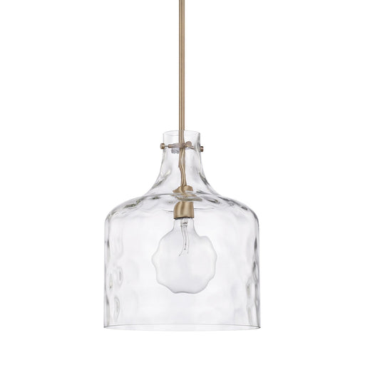 Crawford Water Glass Pendant in Aged Brass