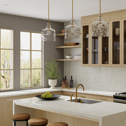 Crawford Water Glass Pendant in Aged Brass