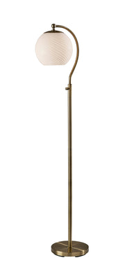 Swirl Arc Floor Lamp in Antique Brass