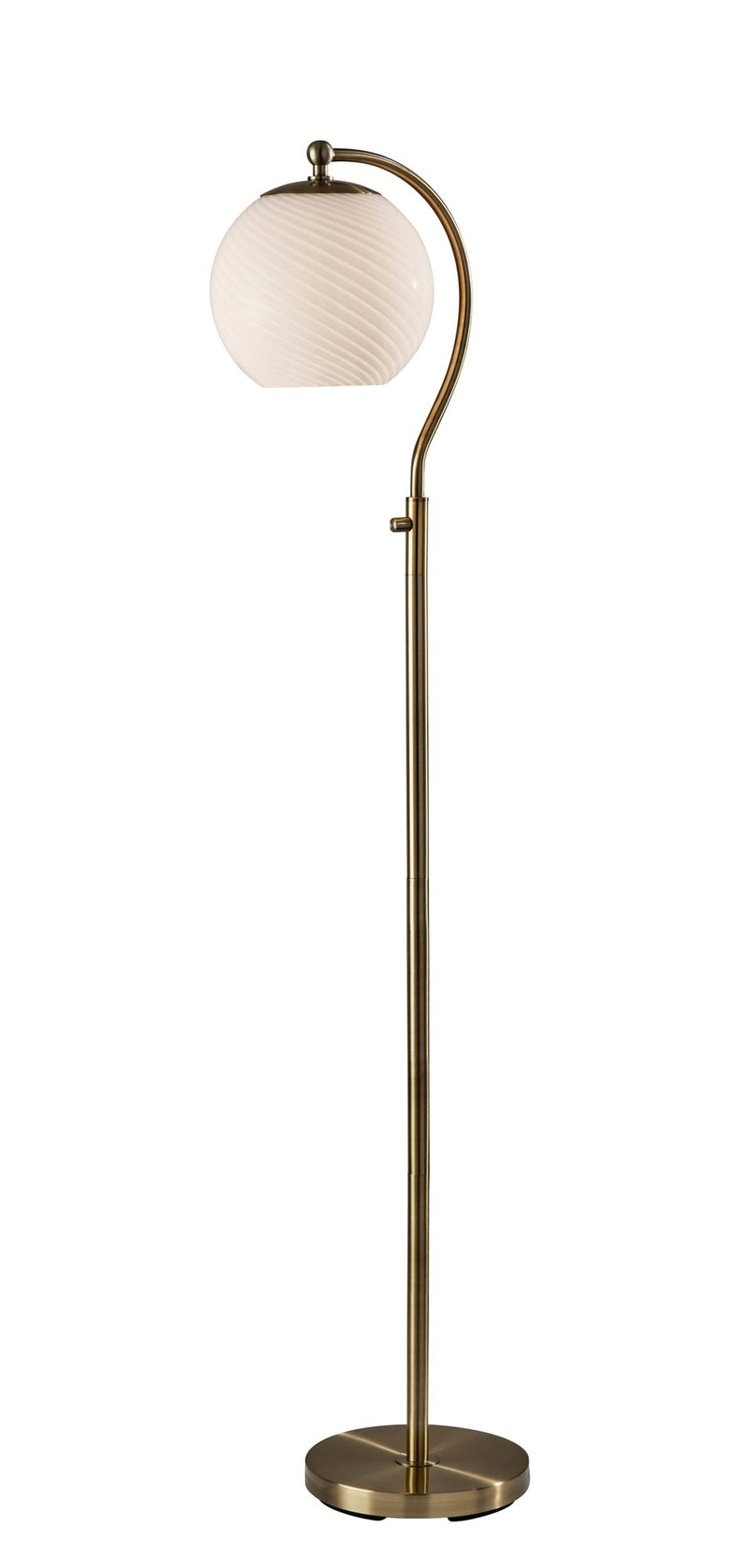 Swirl Arc Floor Lamp in Antique Brass
