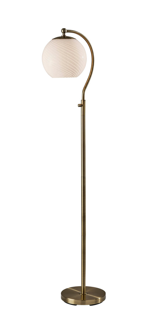 Swirl Arc Floor Lamp in Antique Brass
