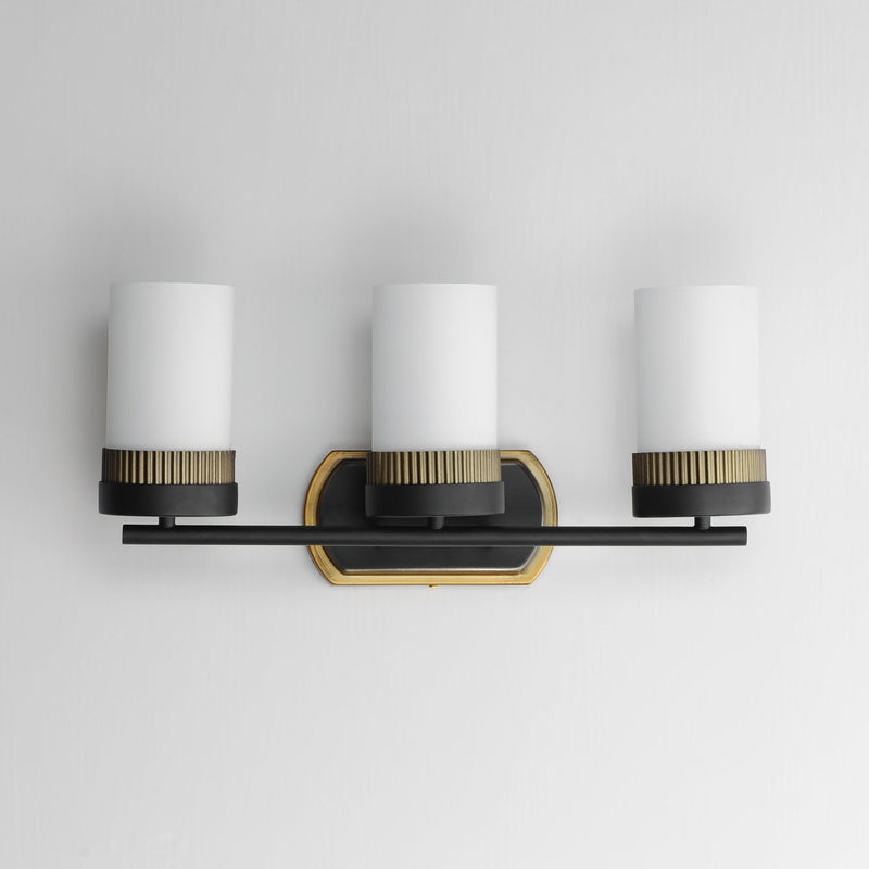 Ruffles 3 Light Bath Vanity Light in Black / Antique Brass
