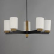 Ruffles 5 Light Chandelier in Black / Antique Brass