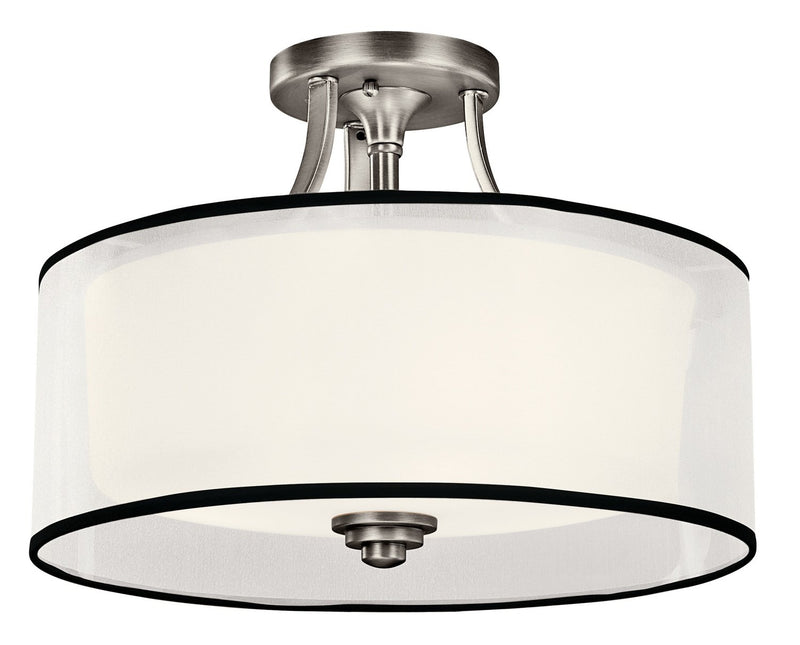 Lacey 3-Light Semi-Flush Mount in Antique Pewter