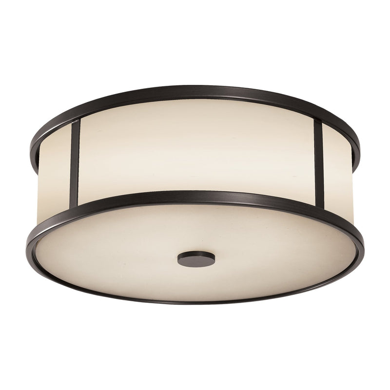 Dakota 3-Light Opal Etched Outdoor Flush Mount in Espresso