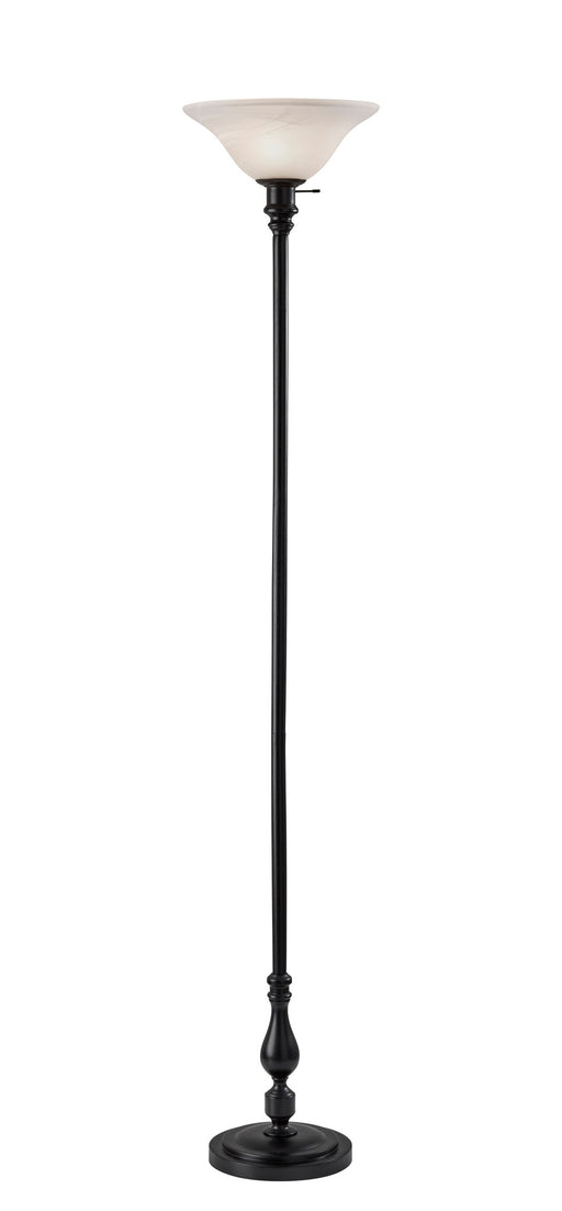 Claret Torchiere Floor Lamp in Black Wood