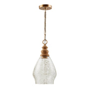 Jaye Mini Pendant in Light Wood and Patinaed Brass
