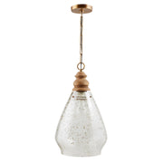 Jaye Large Pendant in Light Wood and Patinaed Brass