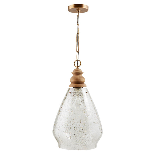 Jaye Large Pendant in Light Wood and Patinaed Brass