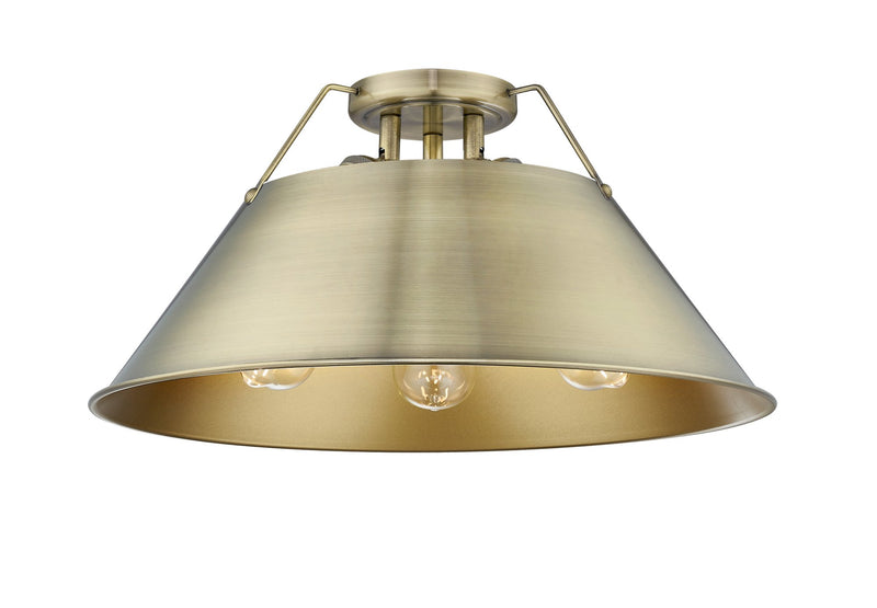 Orwell 3-Light Semi-Flush Mount in Aged Brass