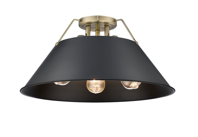Orwell 3-Light Semi-Flush Mount in Aged Brass