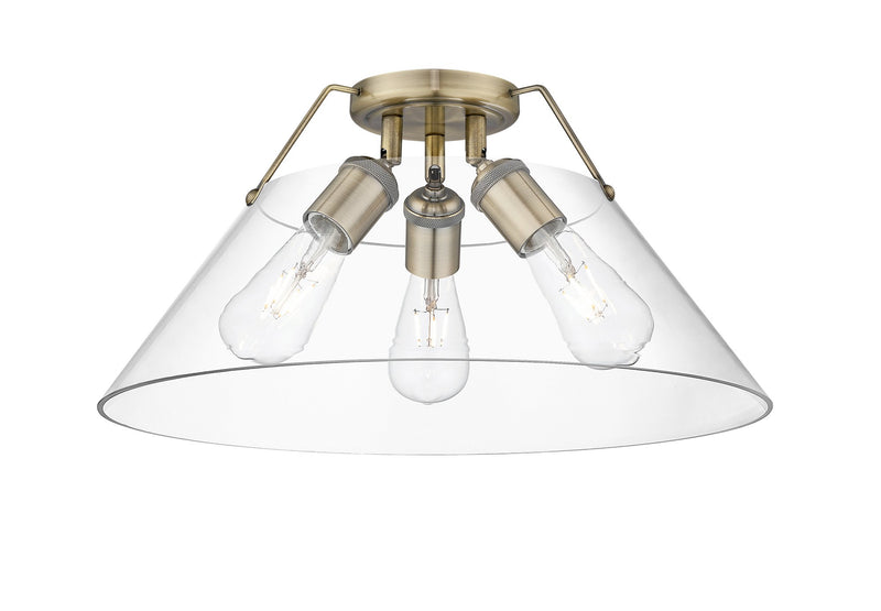Orwell 3-Light Semi-Flush Mount in Aged Brass