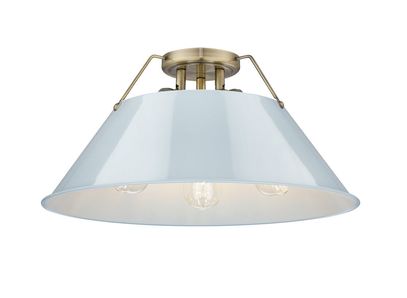 Orwell 3-Light Semi-Flush Mount in Aged Brass