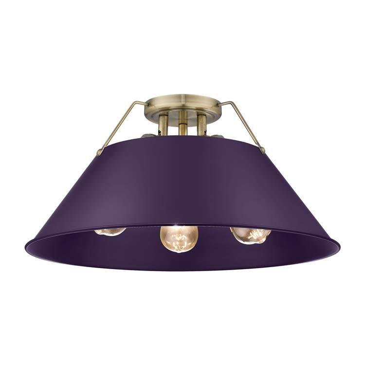 Orwell 3-Light Semi-Flush Mount in Aged Brass