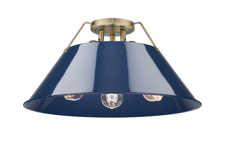 Orwell 3-Light Semi-Flush Mount in Aged Brass