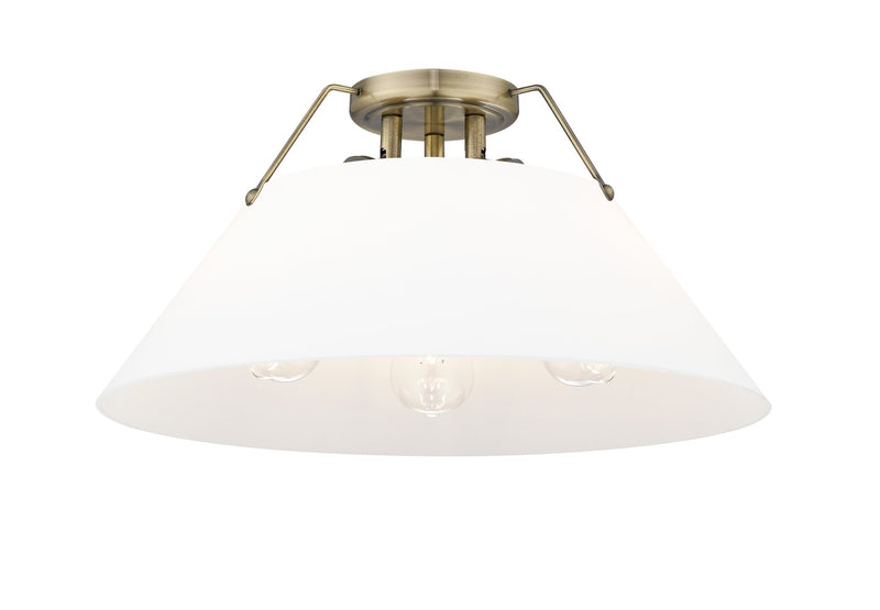 Orwell 3-Light Semi-Flush Mount in Aged Brass