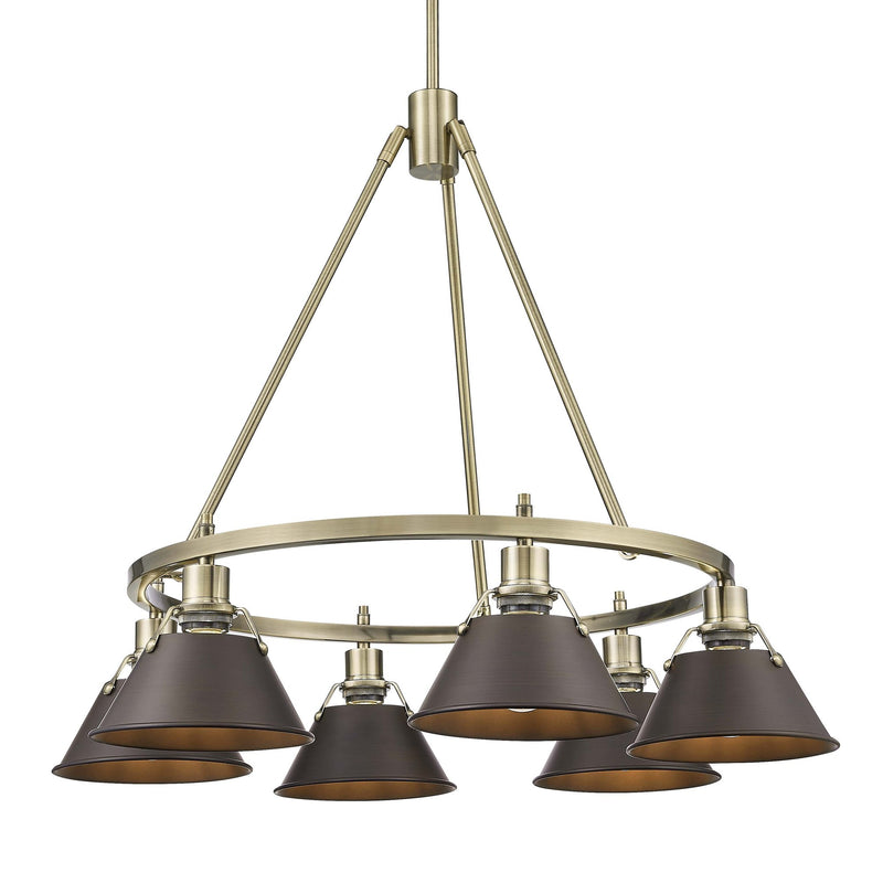 Orwell 6-Light Chandelier in Aged Brass