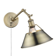 Orwell Swing Arm Wall Lamp in Aged Brass