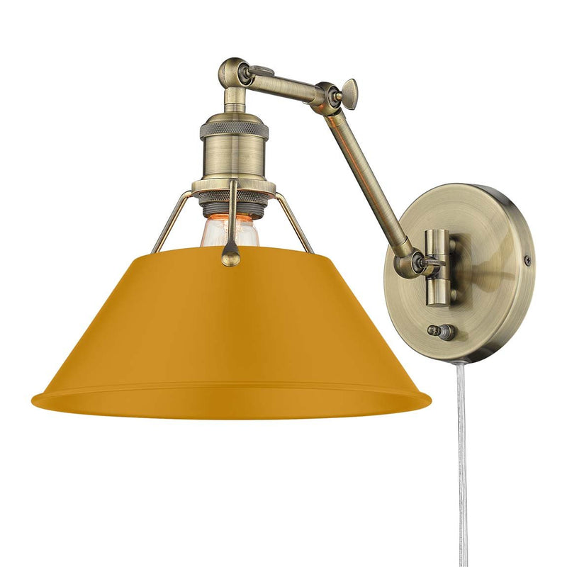 Orwell Swing Arm Wall Lamp in Aged Brass