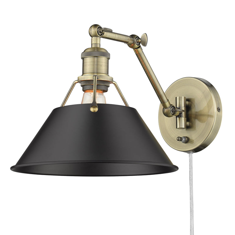 Orwell Swing Arm Wall Lamp in Aged Brass