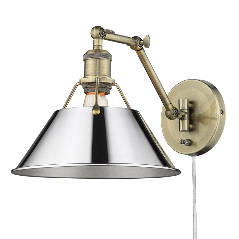 Orwell Swing Arm Wall Lamp in Aged Brass